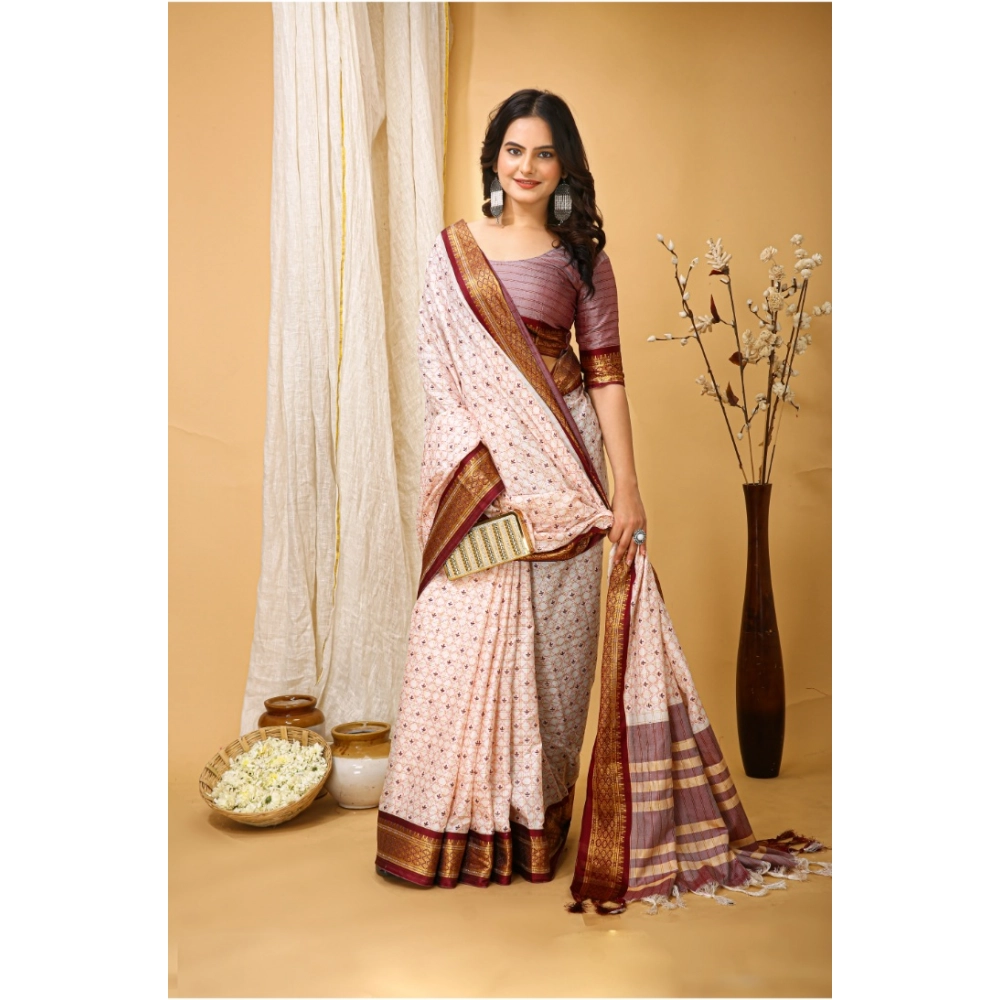 Generic Women's Soft Cotton Silk Printed Saree With Unstitched Blouse 5.5Mtr (Maroon) Generic Women's Soft Cotton Silk Printed Saree With Unstitched Blouse 5.5Mtr (Maroon)