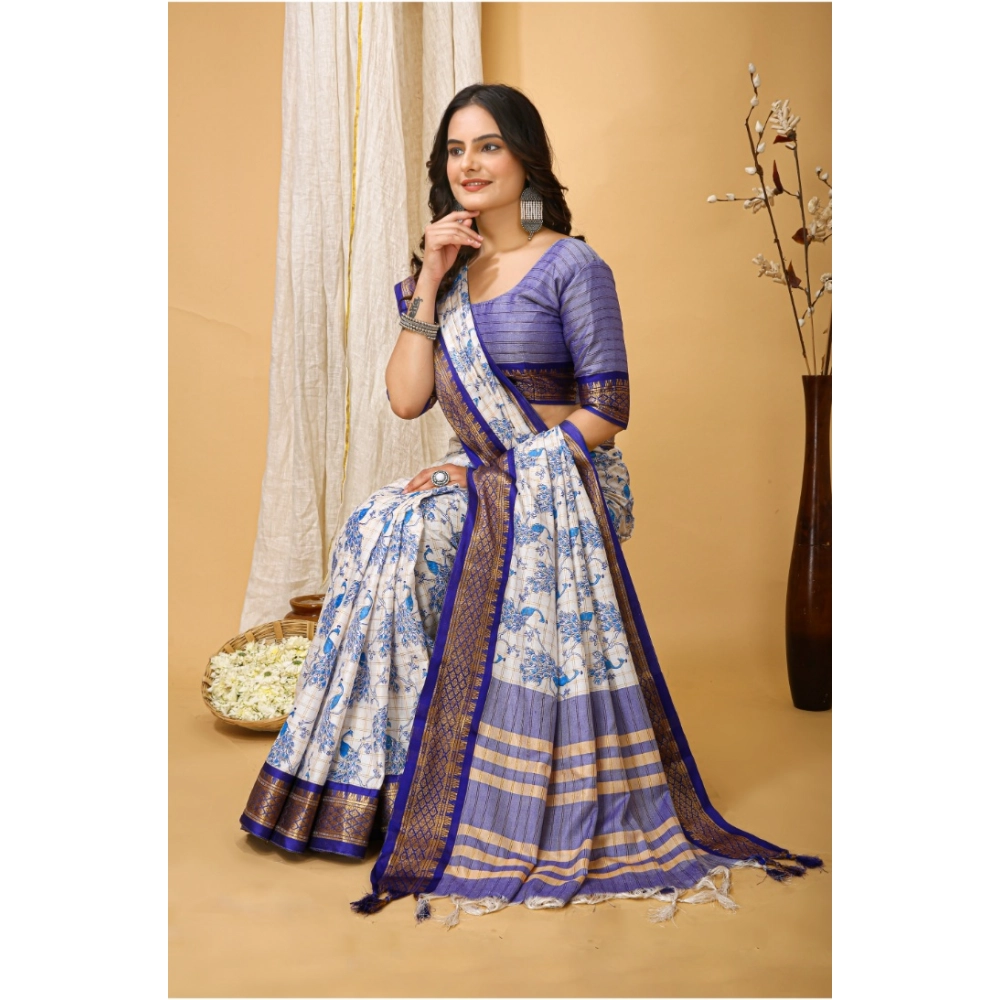 Generic Women's Soft Cotton Silk Printed Saree With Unstitched Blouse 5.5Mtr (Purple) Generic Women's Soft Cotton Silk Printed Saree With Unstitched Blouse 5.5Mtr (Purple)