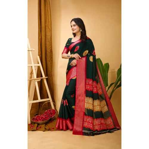 Women's Soft Blooming Marshmallow Fabric Kalamkari Printed Saree With Unstitched Blouse 5.5Mtr (Green) Women's Soft Blooming Marshmallow Fabric Kalamkari Printed Saree With Unstitched Blouse 5.5Mtr (Green)