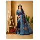 Generic Women's Soft Dola Cotton Kalamkari Printed Saree With Unstitched Blouse 5.5Mtr (Navy Blue)