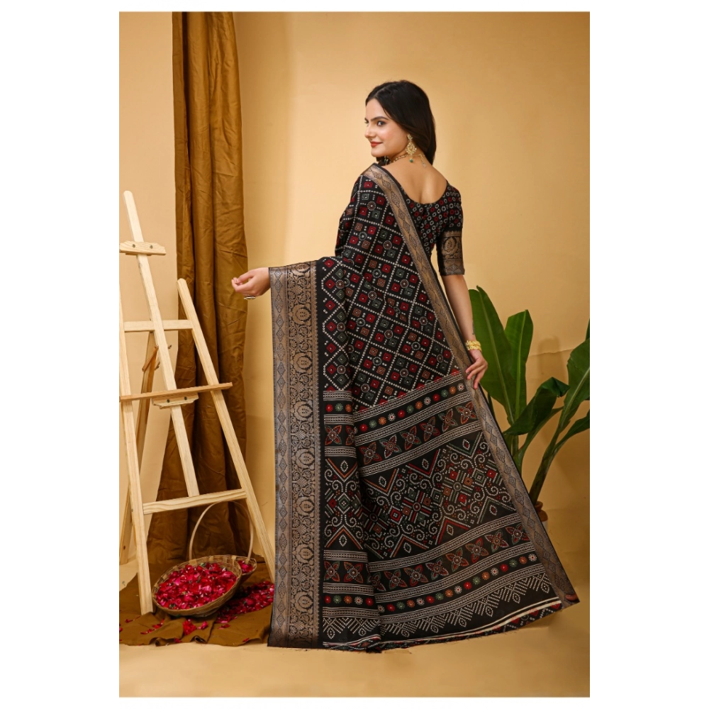 Generic Women's Soft Dola Cotton Kalamkari Printed Saree With Unstitched Blouse 5.5Mtr (Black) Generic Women's Soft Dola Cotton Kalamkari Printed Saree With Unstitched Blouse 5.5Mtr (Black)