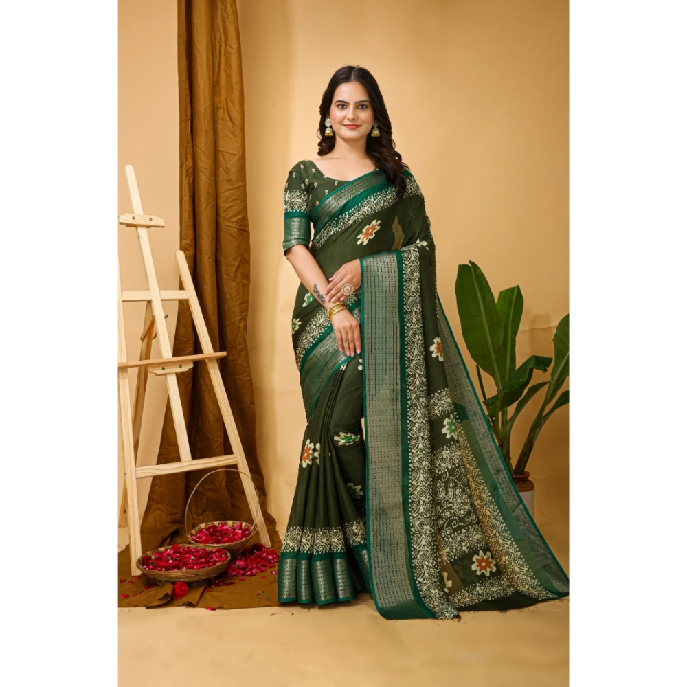 Generic Women's Soft Blooming Marshmallow Fabric Kalamkari Printed Saree With Unstitched Blouse 5.5Mtr (Green) Generic Women's Soft Blooming Marshmallow Fabric Kalamkari Printed Saree With Unstitched Blouse 5.5Mtr (Green)