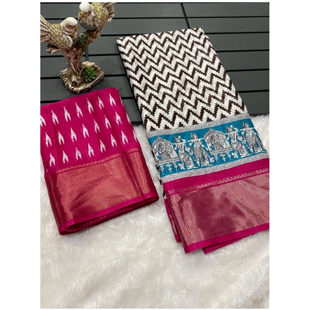 Generic Women's Soft Dola Cotton Kalamkari Printed Saree With Unstitched Blouse 5.5Mtr (Pink) Generic Women's Soft Dola Cotton Kalamkari Printed Saree With Unstitched Blouse 5.5Mtr (Pink)