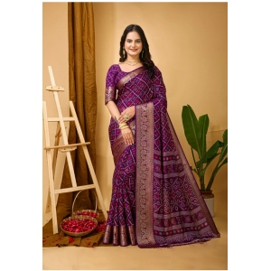 Generic Women's Soft Dola Cotton Kalamkari Printed Saree With Unstitched Blouse 5.5Mtr (Purple)