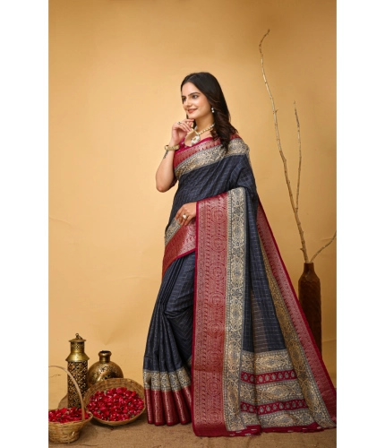 Generic Women's Soft Dola Cotton Kalamkari Printed Saree With Unstitched Blouse 5.5Mtr (Grey) Generic Women's Soft Dola Cotton Kalamkari Printed Saree With Unstitched Blouse 5.5Mtr (Grey)