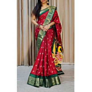 Generic Women's Soft Dola Cotton Kalamkari Printed Saree With Unstitched Blouse 5.5Mtr (Red)