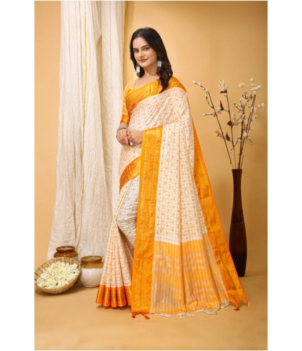 Generic Women's Soft Cotton Silk Printed Saree With Unstitched Blouse 5.5Mtr (Yellow) Generic Women's Soft Cotton Silk Printed Saree With Unstitched Blouse 5.5Mtr (Yellow)