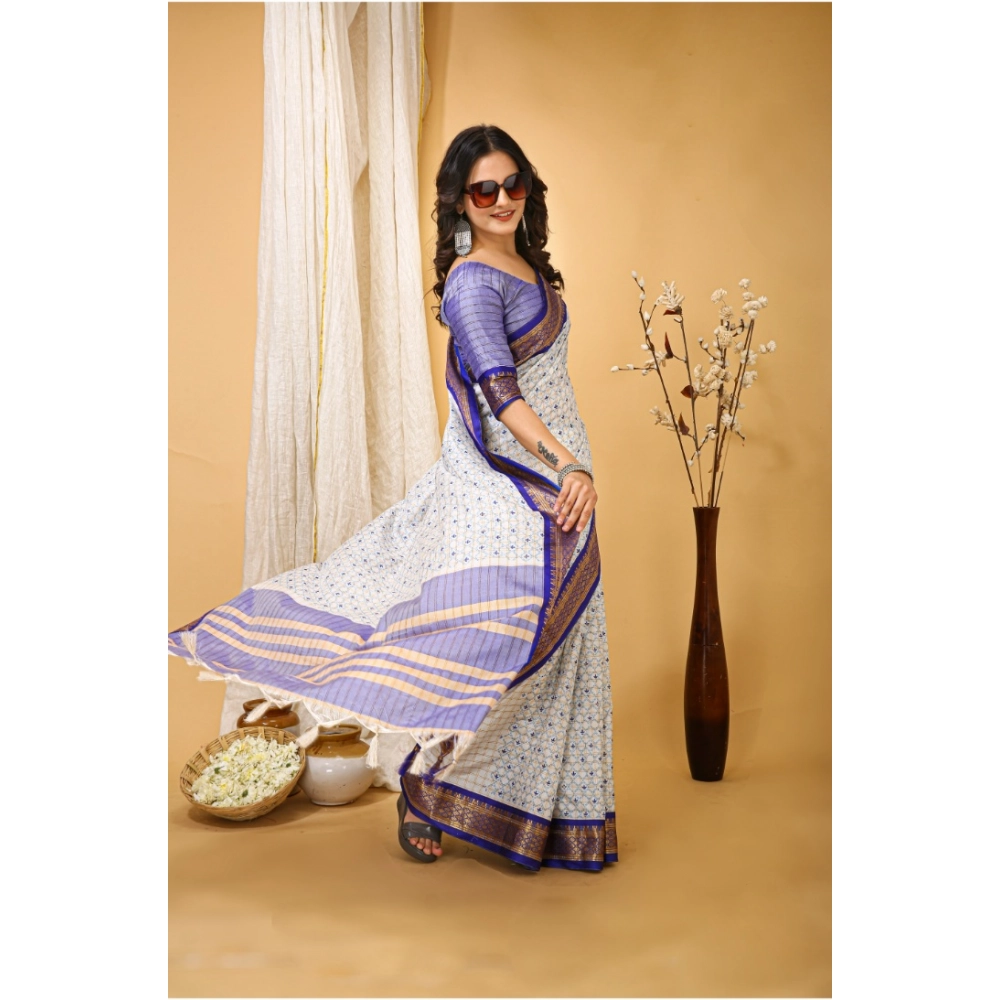 Generic Women's Soft Cotton Silk Printed Saree With Unstitched Blouse 5.5Mtr (Purple) Generic Women's Soft Cotton Silk Printed Saree With Unstitched Blouse 5.5Mtr (Purple)