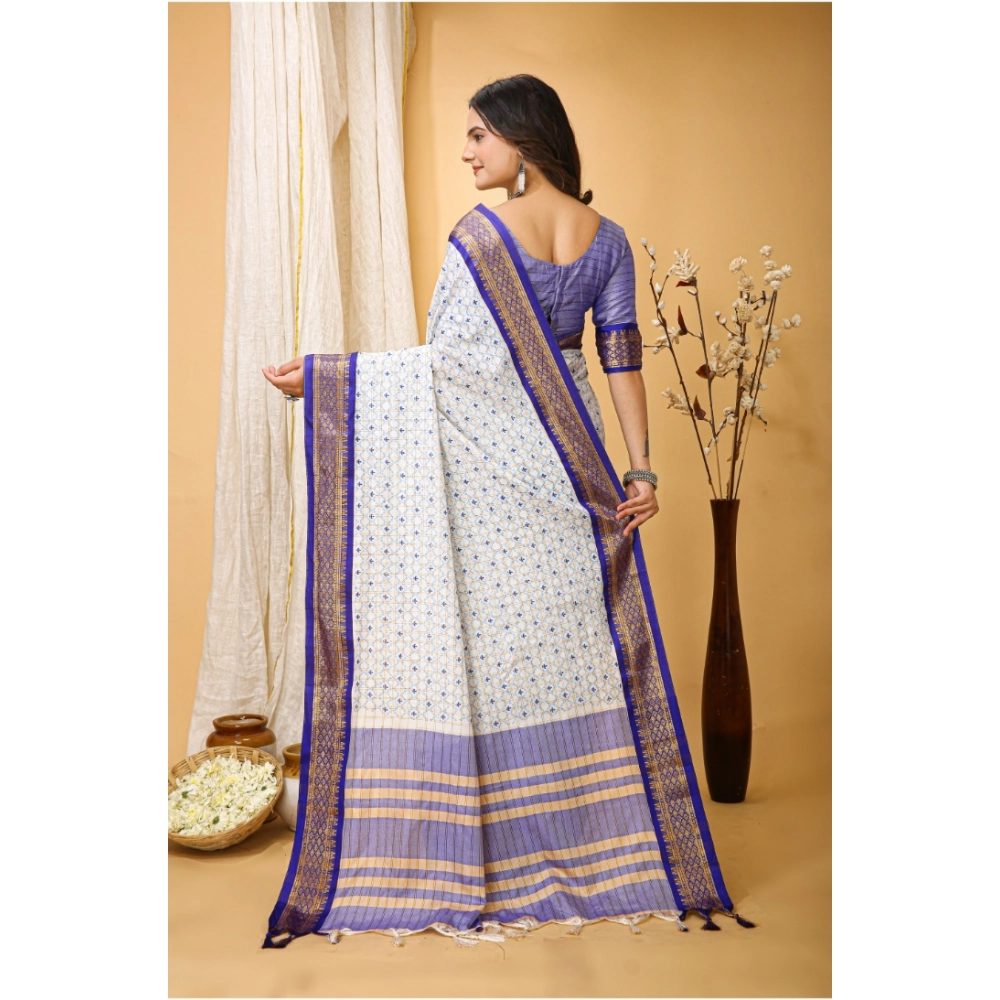 Generic Women's Soft Cotton Silk Printed Saree With Unstitched Blouse 5.5Mtr (Purple) Generic Women's Soft Cotton Silk Printed Saree With Unstitched Blouse 5.5Mtr (Purple)