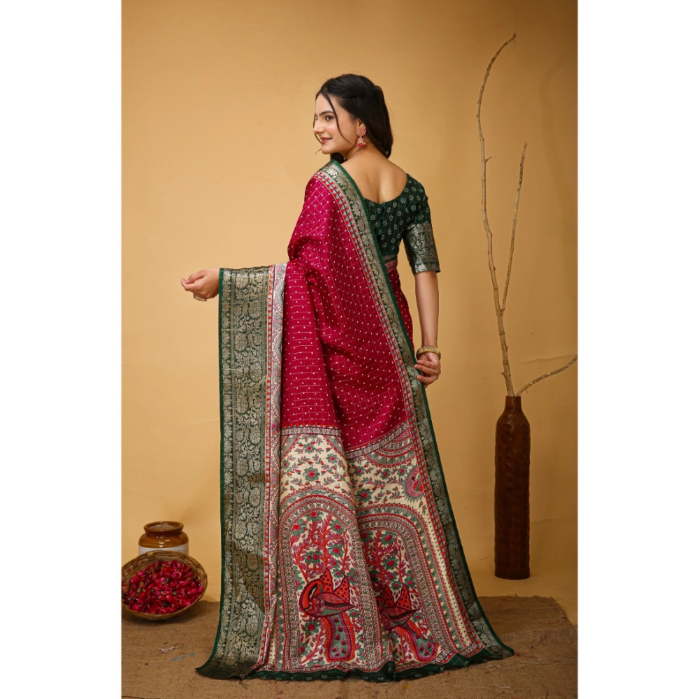 Generic Women's Soft Dola Cotton Kalamkari Printed Saree With Unstitched Blouse 5.5Mtr (Maroon) Generic Women's Soft Dola Cotton Kalamkari Printed Saree With Unstitched Blouse 5.5Mtr (Maroon)