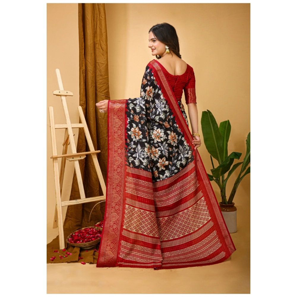 Generic Women's Soft Dola Cotton Kalamkari Printed Saree With Unstitched Blouse 5.5Mtr (Black) Generic Women's Soft Dola Cotton Kalamkari Printed Saree With Unstitched Blouse 5.5Mtr (Black)