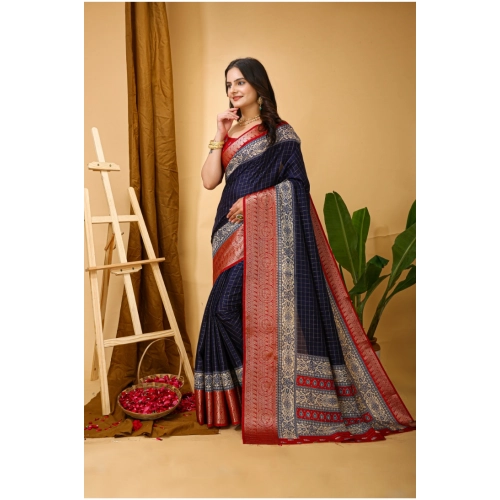 Women's Soft Dola Cotton Kalamkari Printed Saree With Unstitched Blouse 5.5Mtr (Navy Blue) Women's Soft Dola Cotton Kalamkari Printed Saree With Unstitched Blouse 5.5Mtr (Navy Blue)