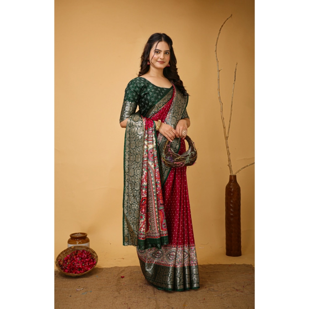 Generic Women's Soft Dola Cotton Kalamkari Printed Saree With Unstitched Blouse 5.5Mtr (Maroon) Generic Women's Soft Dola Cotton Kalamkari Printed Saree With Unstitched Blouse 5.5Mtr (Maroon)