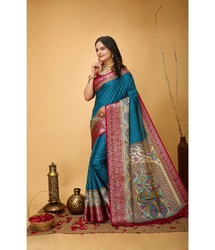 Generic Women's Soft Dola Cotton Kalamkari Printed Saree With Unstitched Blouse 5.5Mtr (Sky Blue) Generic Women's Soft Dola Cotton Kalamkari Printed Saree With Unstitched Blouse 5.5Mtr (Sky Blue)