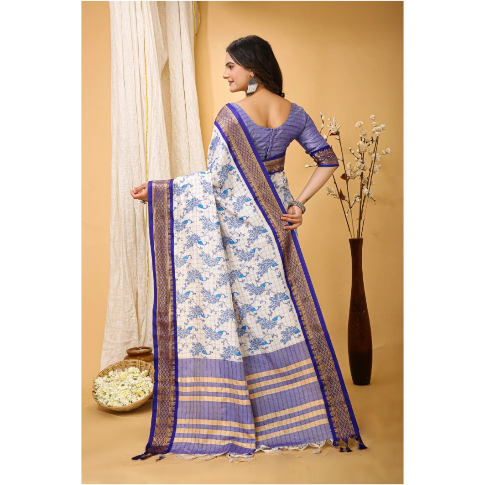 Generic Women's Soft Cotton Silk Printed Saree With Unstitched Blouse 5.5Mtr (Purple) Generic Women's Soft Cotton Silk Printed Saree With Unstitched Blouse 5.5Mtr (Purple)