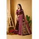 Generic Women's Soft Blooming Marshmallow Fabric Kalamkari Printed Saree With Unstitched Blouse 5.5Mtr (Maroon)