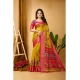Generic Women's Soft Dola Cotton Kalamkari Printed Saree With Unstitched Blouse 5.5Mtr (Yellow)