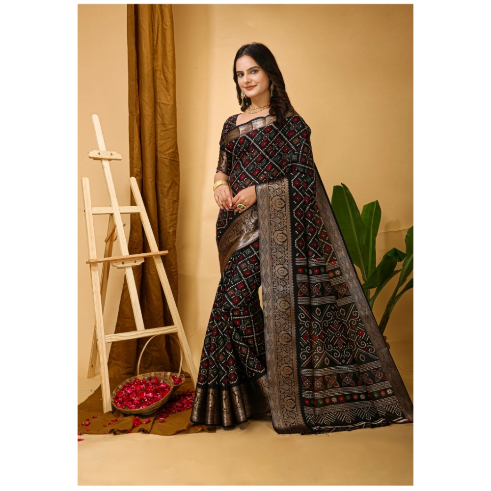 Generic Women's Soft Dola Cotton Kalamkari Printed Saree With Unstitched Blouse 5.5Mtr (Black) Generic Women's Soft Dola Cotton Kalamkari Printed Saree With Unstitched Blouse 5.5Mtr (Black)