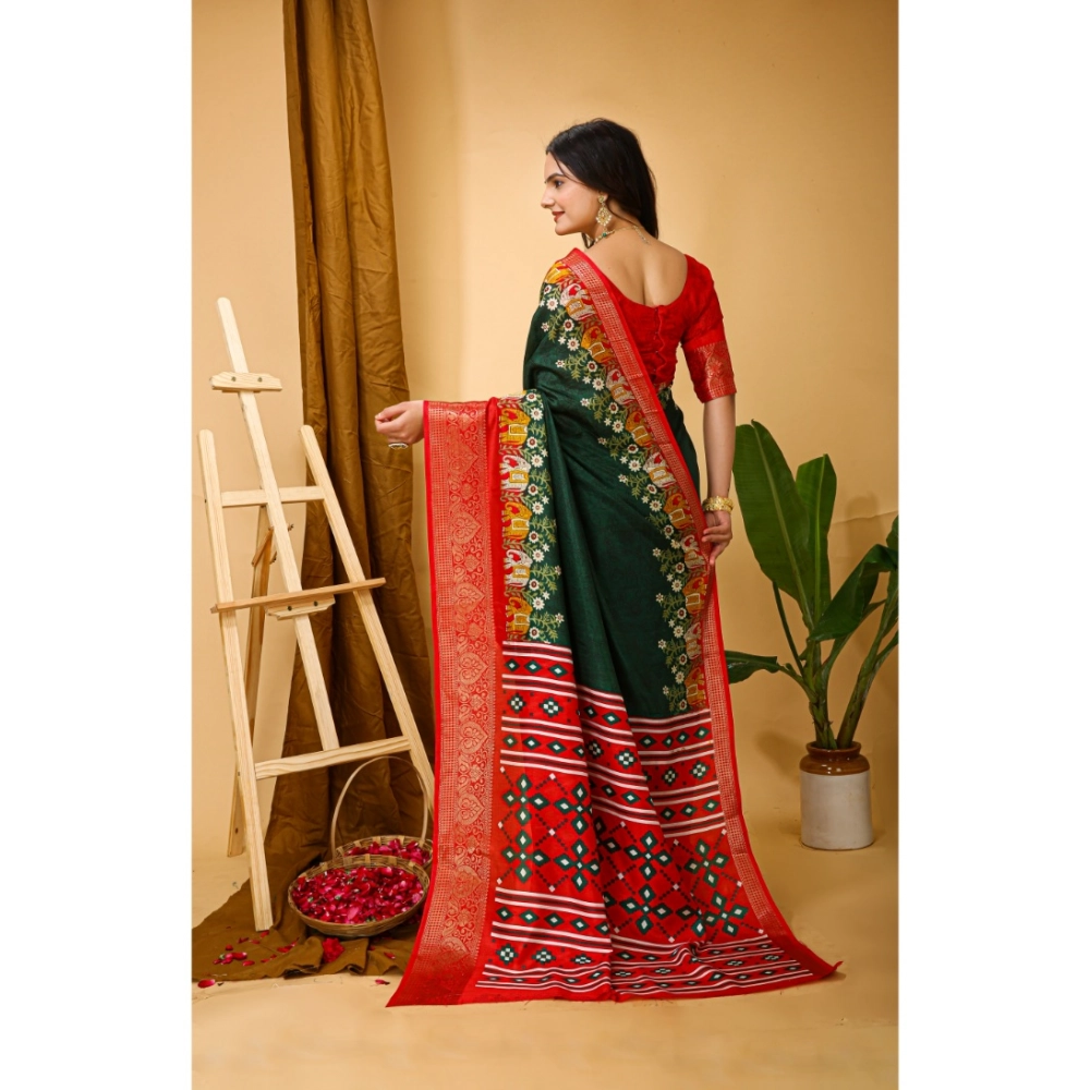 Generic Women's Soft Dola Cotton Kalamkari Printed Saree With Unstitched Blouse 5.5Mtr (Green) Generic Women's Soft Dola Cotton Kalamkari Printed Saree With Unstitched Blouse 5.5Mtr (Green)