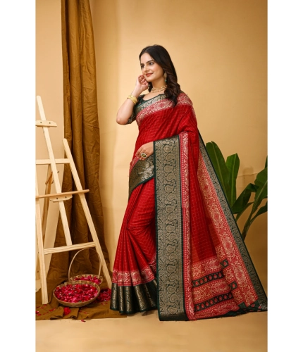 Generic Women's Soft Dola Cotton Kalamkari Printed Saree With Unstitched Blouse 5.5Mtr (Red) Generic Women's Soft Dola Cotton Kalamkari Printed Saree With Unstitched Blouse 5.5Mtr (Red)
