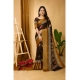 Generic Women's Soft Blooming Marshmallow Fabric Kalamkari Printed Saree With Unstitched Blouse 5.5Mtr (Brown)