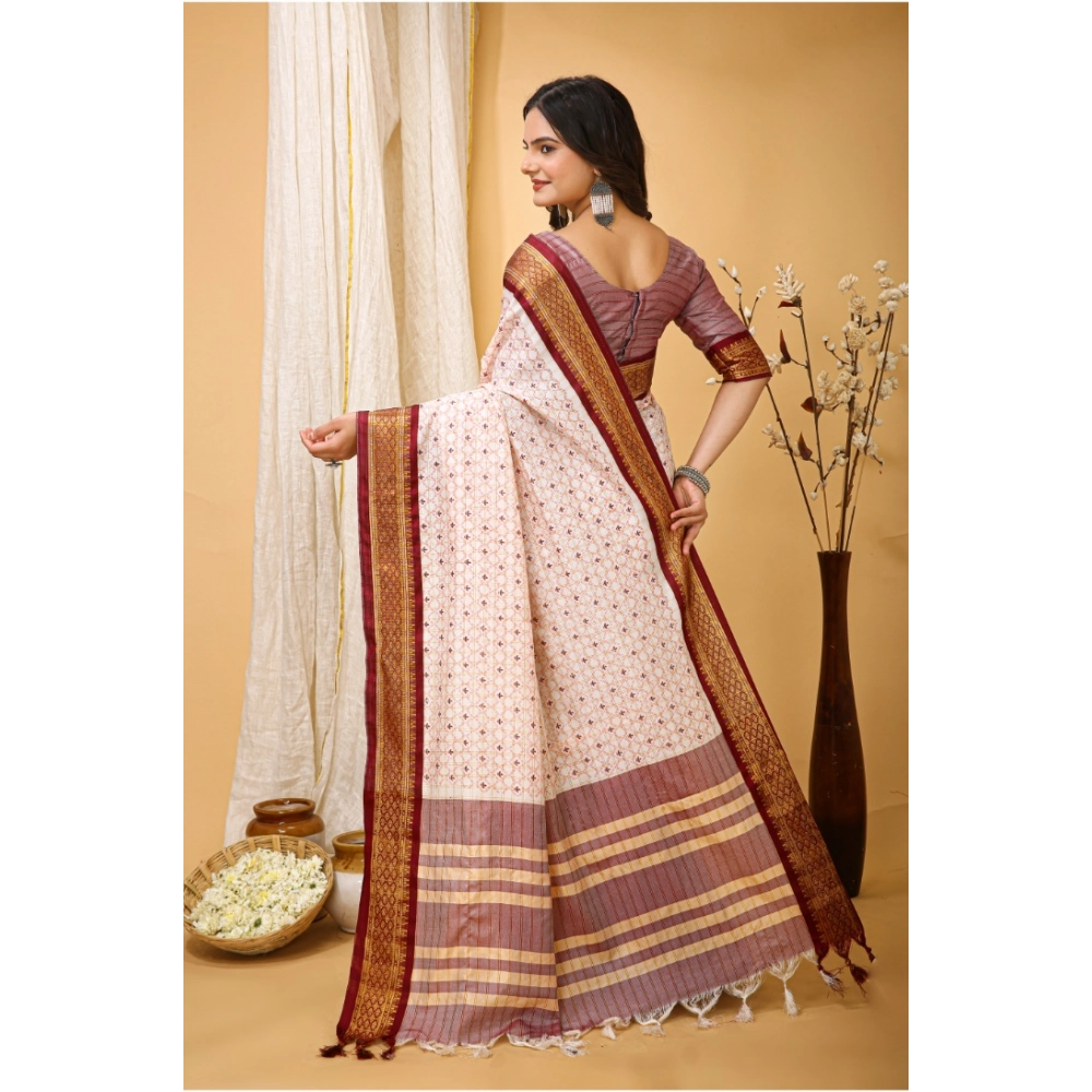Generic Women's Soft Cotton Silk Printed Saree With Unstitched Blouse 5.5Mtr (Maroon) Generic Women's Soft Cotton Silk Printed Saree With Unstitched Blouse 5.5Mtr (Maroon)