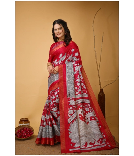 Generic Women's Soft Handloom Cotton Kalamkari Printed Saree With Unstitched Blouse 5.5Mtr (Pink) Generic Women's Soft Handloom Cotton Kalamkari Printed Saree With Unstitched Blouse 5.5Mtr (Pink)