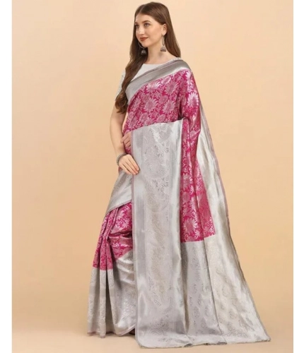 Generic Women's Soft Lichi Silk Printed Saree With Unstitched Blouse 5.5Mtr (Pink) Generic Women's Soft Lichi Silk Printed Saree With Unstitched Blouse 5.5Mtr (Pink)