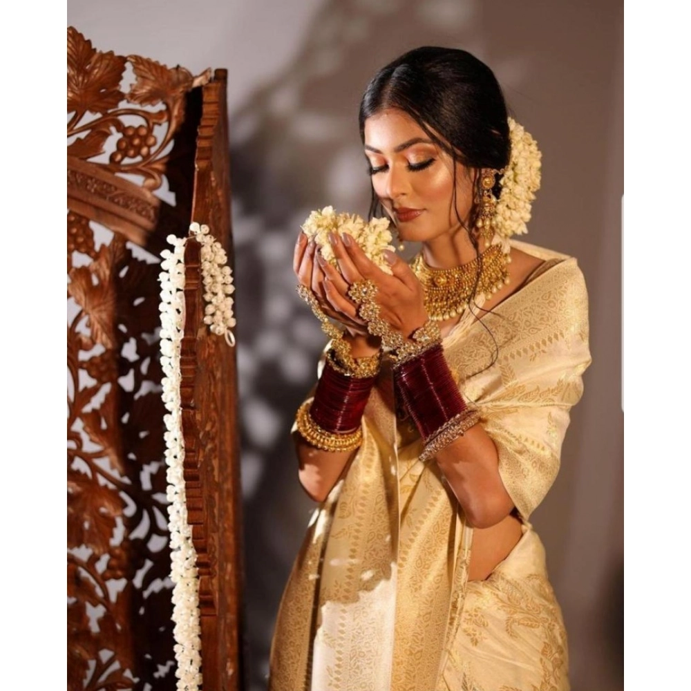 Generic Women's Soft Lichi Silk Printed Saree With Unstitched Blouse 5.5Mtr (Golden) Generic Women's Soft Lichi Silk Printed Saree With Unstitched Blouse 5.5Mtr (Golden)