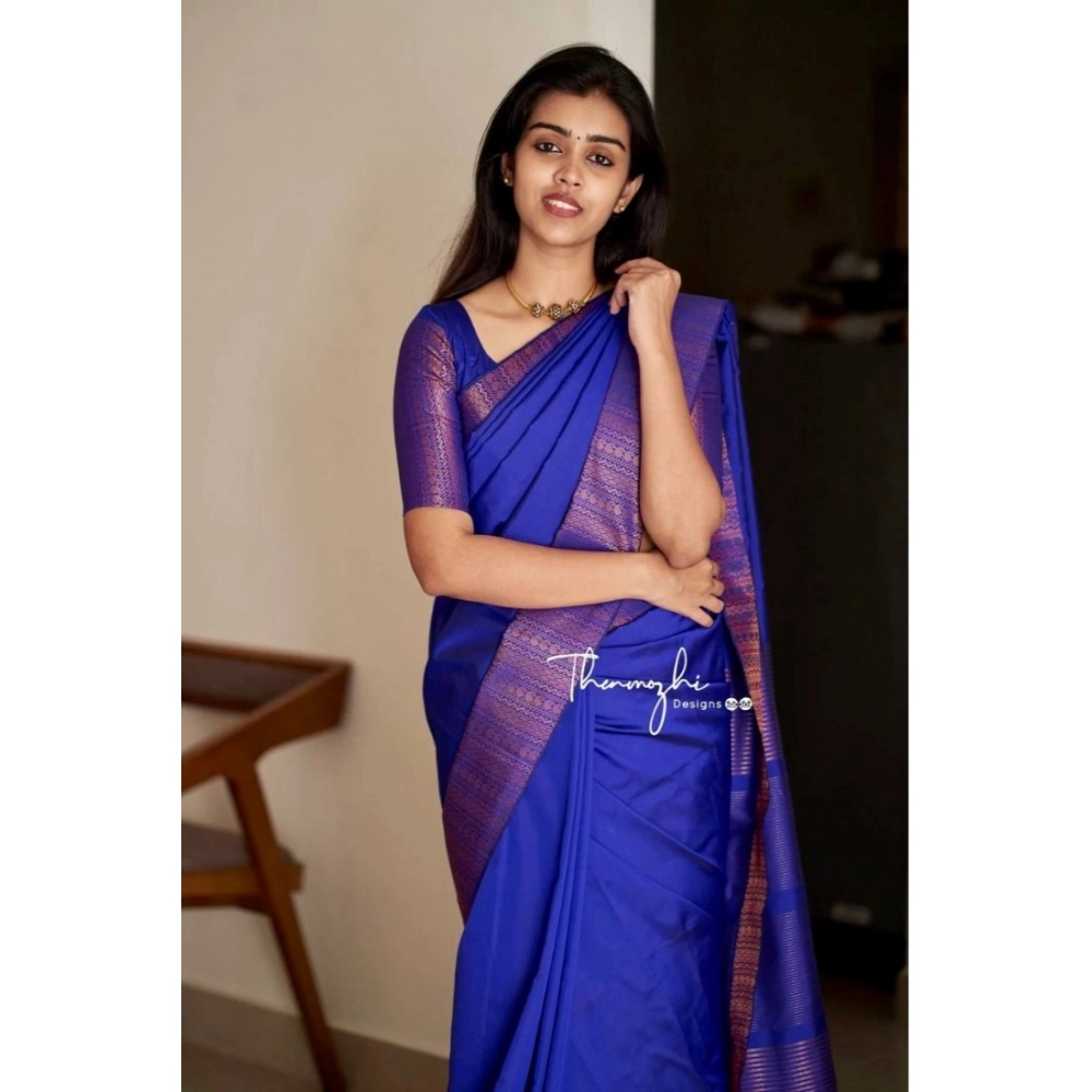 Generic Women's Soft Lichi Silk Solid Saree With Unstitched Blouse 5.5Mtr (Blue) Generic Women's Soft Lichi Silk Solid Saree With Unstitched Blouse 5.5Mtr (Blue)