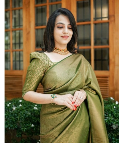 Generic Women's Soft Lichi Silk Printed Saree With Unstitched Blouse 5.5Mtr (Green) Generic Women's Soft Lichi Silk Printed Saree With Unstitched Blouse 5.5Mtr (Green)