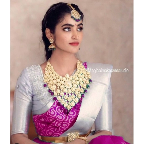 Women's Soft Lichi Silk Printed Saree With Unstitched Blouse 5.5Mtr (Pink) Women's Soft Lichi Silk Printed Saree With Unstitched Blouse 5.5Mtr (Pink)