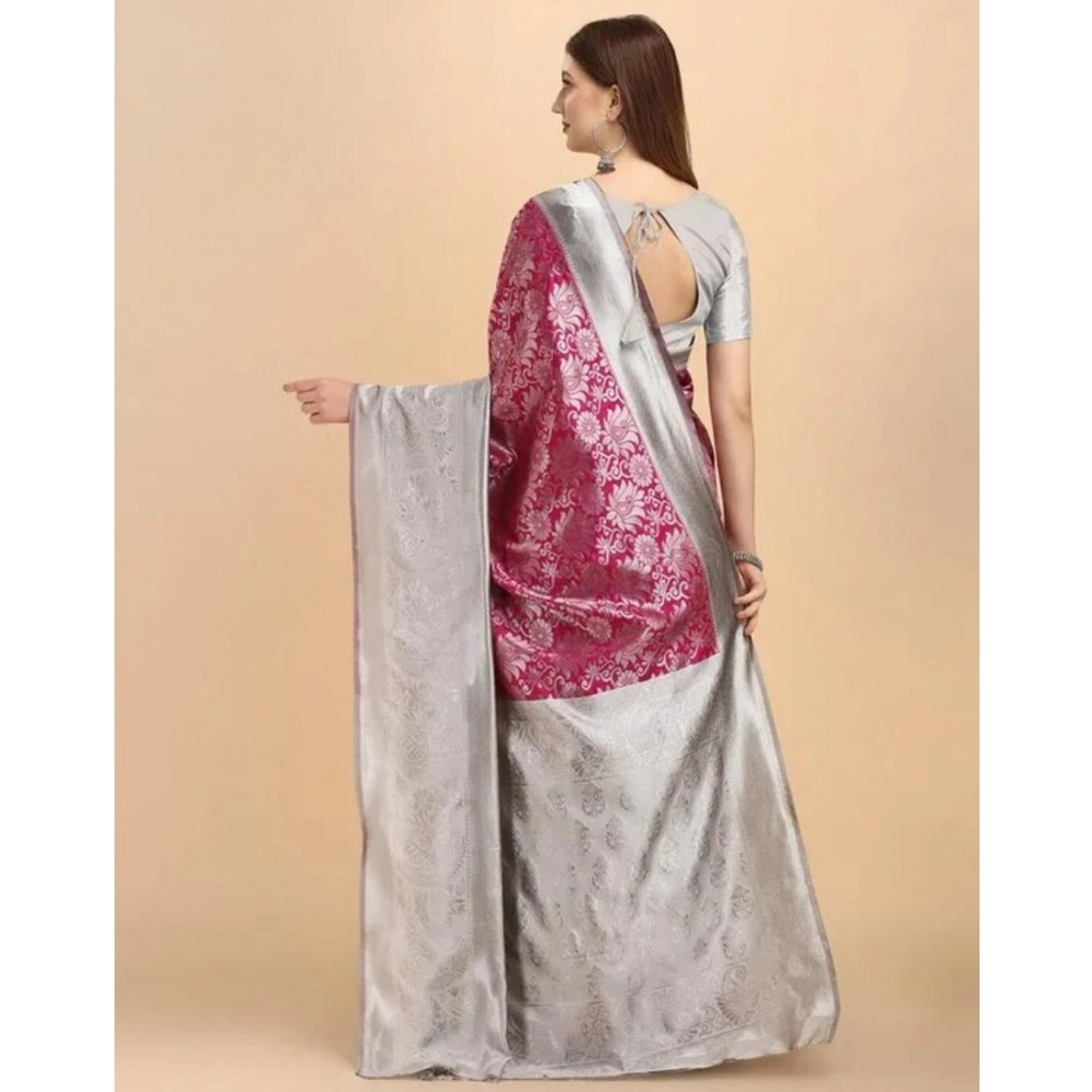 Generic Women's Soft Lichi Silk Printed Saree With Unstitched Blouse 5.5Mtr (Pink) Generic Women's Soft Lichi Silk Printed Saree With Unstitched Blouse 5.5Mtr (Pink)
