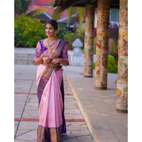 Women's Soft Lichi Silk Printed Saree With Unstitched Blouse 5.5Mtr (Purple) Women's Soft Lichi Silk Printed Saree With Unstitched Blouse 5.5Mtr (Purple)