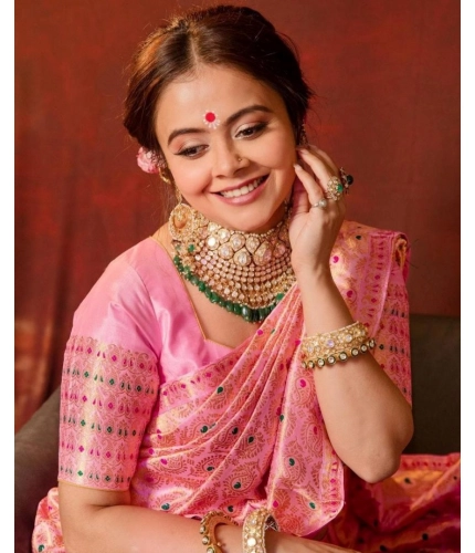 Generic Women's Soft Lichi Silk Printed Saree With Unstitched Blouse 5.5Mtr (Pink) Generic Women's Soft Lichi Silk Printed Saree With Unstitched Blouse 5.5Mtr (Pink)