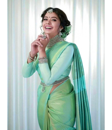 Generic Women's Soft Lichi Silk Printed Saree With Unstitched Blouse 5.5Mtr (Light Green) Generic Women's Soft Lichi Silk Printed Saree With Unstitched Blouse 5.5Mtr (Light Green)