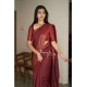 Generic Women's Soft Lichi Silk Solid Saree With Unstitched Blouse 5.5Mtr (Maroon)