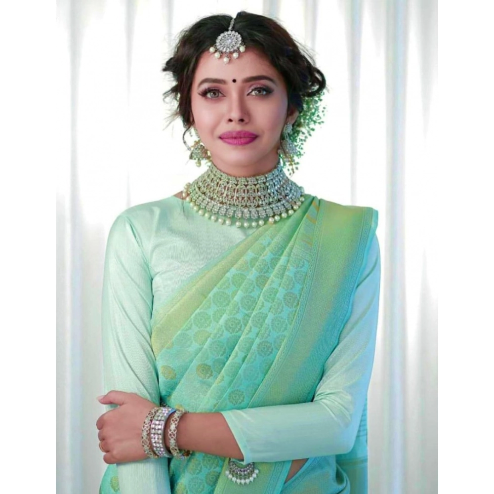 Generic Women's Soft Lichi Silk Printed Saree With Unstitched Blouse 5.5Mtr (Light Green) Generic Women's Soft Lichi Silk Printed Saree With Unstitched Blouse 5.5Mtr (Light Green)