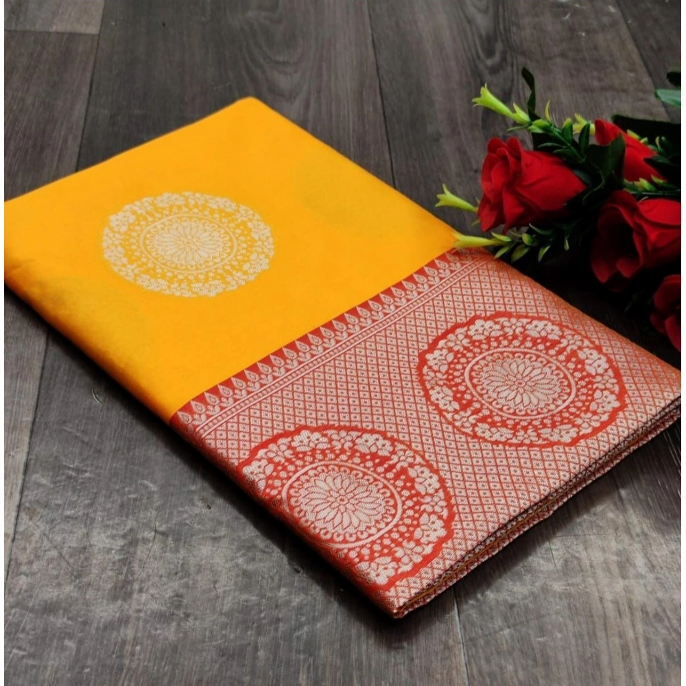 Generic Women's Soft Lichi Silk Printed Saree With Unstitched Blouse 5.5Mtr (Yellow) Generic Women's Soft Lichi Silk Printed Saree With Unstitched Blouse 5.5Mtr (Yellow)