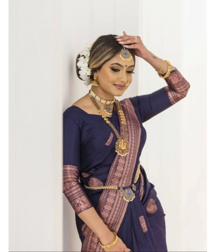 Generic Women's Soft Lichi Silk Printed Saree With Unstitched Blouse 5.5Mtr (Navy Blue) Generic Women's Soft Lichi Silk Printed Saree With Unstitched Blouse 5.5Mtr (Navy Blue)