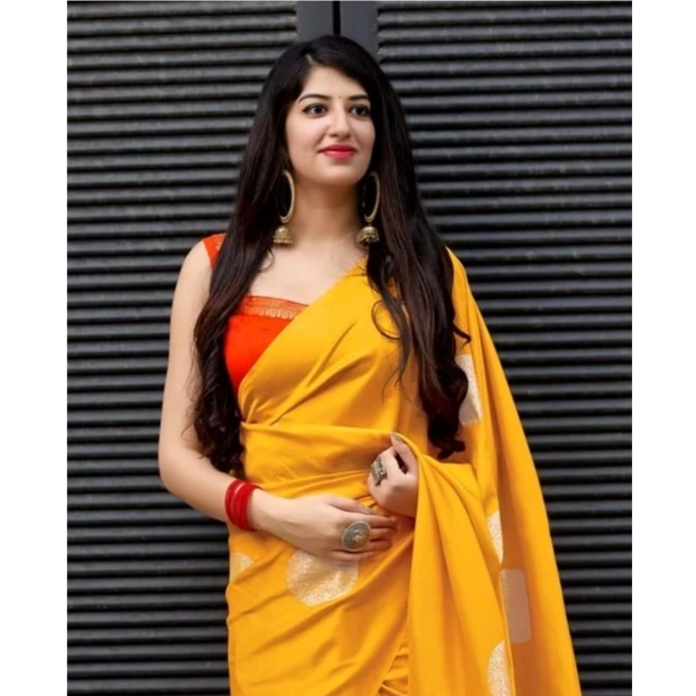 Generic Women's Soft Lichi Silk Printed Saree With Unstitched Blouse 5.5Mtr (Yellow) Generic Women's Soft Lichi Silk Printed Saree With Unstitched Blouse 5.5Mtr (Yellow)