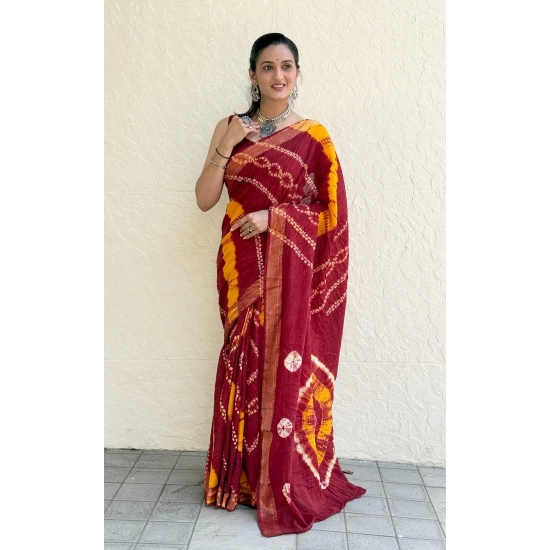 Generic Women's Cotton Shibori Printed Saree With Unstitched Blouse 5.5Mtr (Red) Generic Women's Cotton Shibori Printed Saree With Unstitched Blouse 5.5Mtr (Red)
