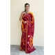 Generic Women's Cotton Shibori Printed Saree With Unstitched Blouse 5.5Mtr (Red)