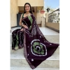 Generic Women's Cotton Shibori Printed Saree With Unstitched Blouse 5.5Mtr (Coffee)