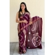 Generic Women's Cotton Shibori Printed Saree With Unstitched Blouse 5.5Mtr (Wine)