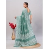 Generic Women's Chanderi Cotton Batik Printed Saree With Unstitched Blouse 5.5Mtr (Pista)