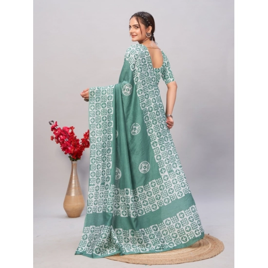 Generic Women's Chanderi Cotton Batik Printed Saree With Unstitched Blouse 5.5Mtr (Pista) Generic Women's Chanderi Cotton Batik Printed Saree With Unstitched Blouse 5.5Mtr (Pista)