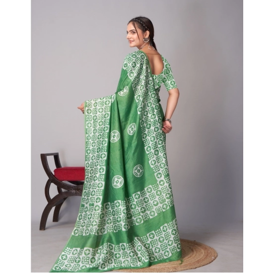 Generic Women's Chanderi Cotton Batik Printed Saree With Unstitched Blouse 5.5Mtr (Green) Generic Women's Chanderi Cotton Batik Printed Saree With Unstitched Blouse 5.5Mtr (Green)