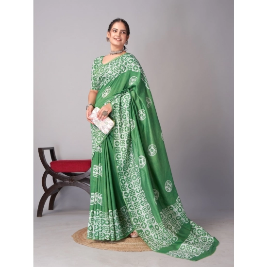 Generic Women's Chanderi Cotton Batik Printed Saree With Unstitched Blouse 5.5Mtr (Green) Generic Women's Chanderi Cotton Batik Printed Saree With Unstitched Blouse 5.5Mtr (Green)
