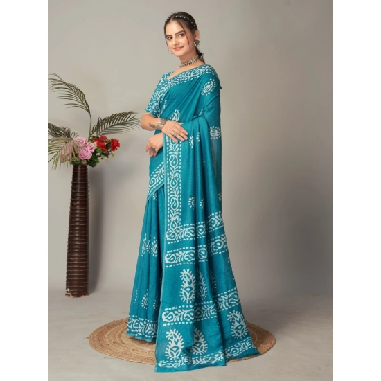Generic Women's Chanderi Cotton Batik Printed Saree With Unstitched Blouse 5.5Mtr (Sky Blue) Generic Women's Chanderi Cotton Batik Printed Saree With Unstitched Blouse 5.5Mtr (Sky Blue)